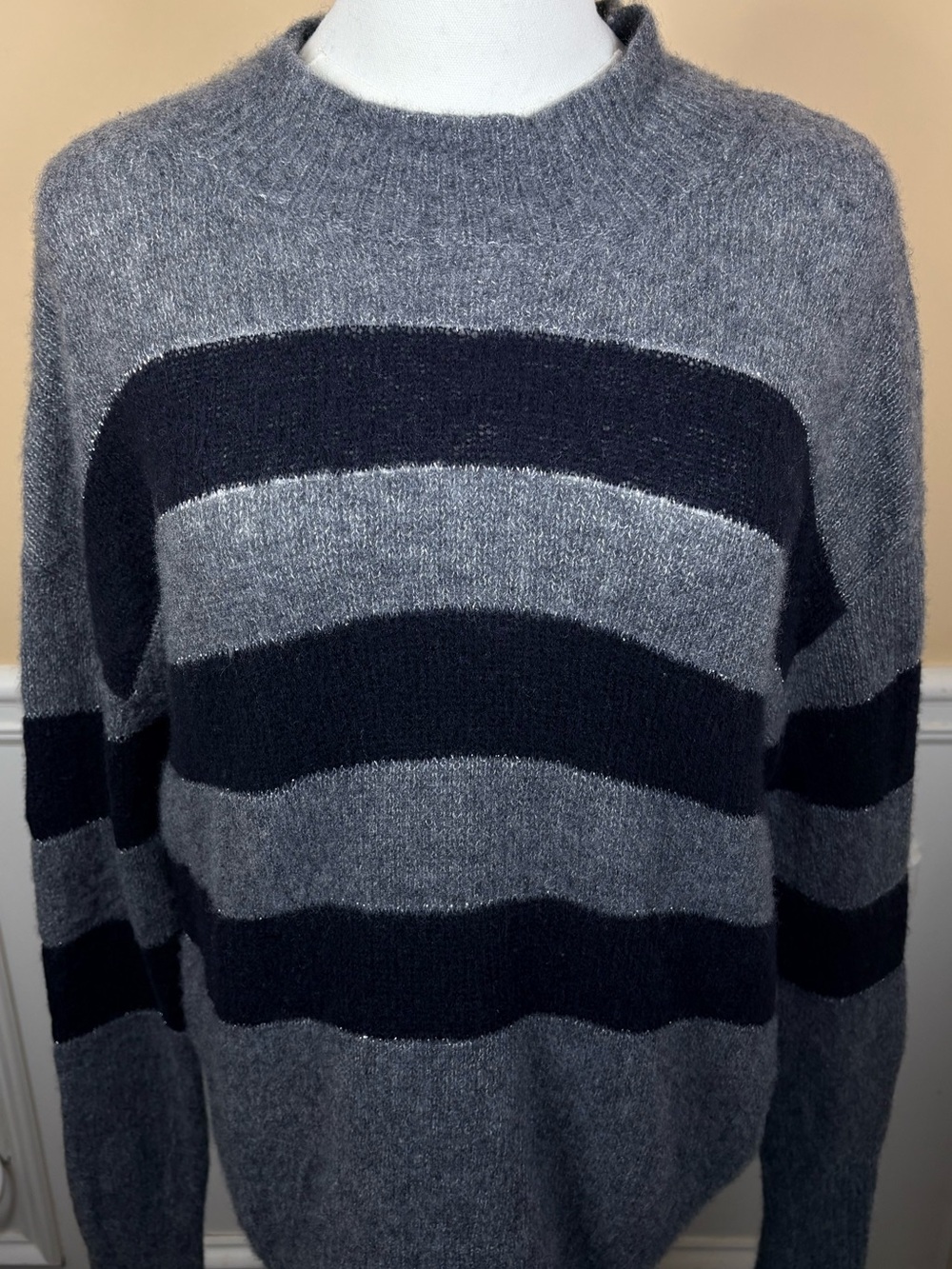 🖤 Rails Cashmere Blend Metallic Stripe Mock Neck Sweater S